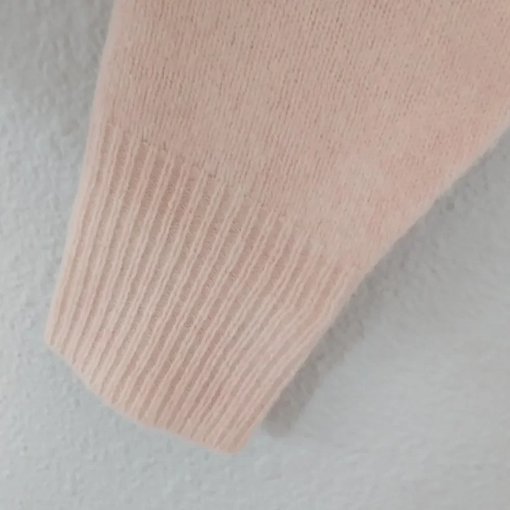 J. Crew Pink 100% Merino Wool Ruffle Long Sleeve Crew Neck Sweater NWOT